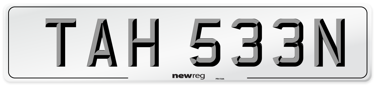 TAH 533N Number Plate from New Reg